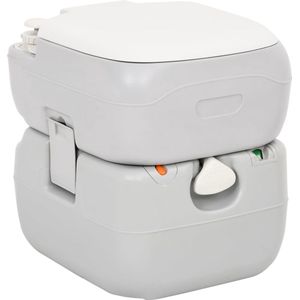 vidaXL Campingtoilet draagbaar 22+12 L HDPE grijs en wit