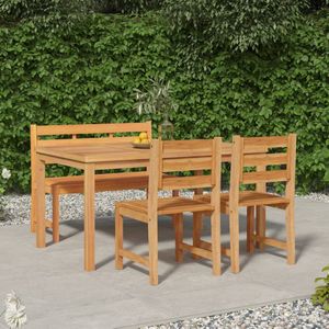 vidaXL - 4-delige - Tuinset - massief - teakhout
