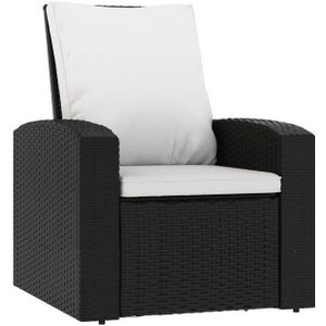 vidaXL Gartenstuhl Gartensessel Verstellbar mit Kissen Schwarz Poly Rattan (1 St)