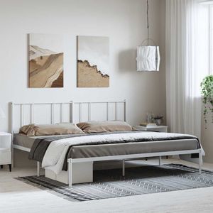 Bettgestell mit Kopfteil Metall Weiß 183x213 cm vidaXL