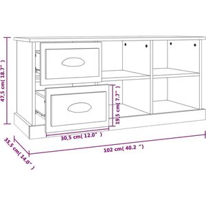 VidaXL TV-meubel 102x35,5x47,5 cm - Bewerkt Hout Zwart