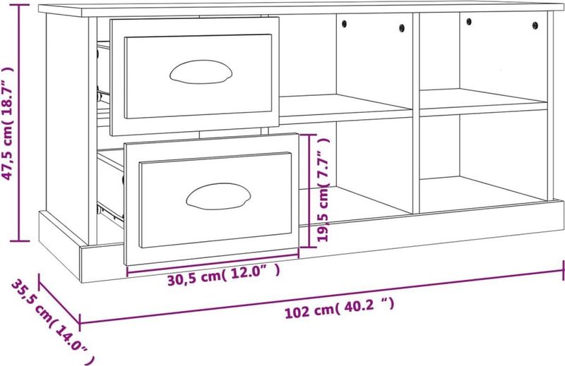 vidaXL TV-Schrank Braun Eichen-Optik 102x35,5x47,5 cm Holzwerkstoff
