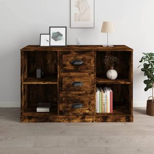 vidaXL - Dressoir,5x35,5x67,5 - cm - bewerkt - hout - gerookt - eikenkleurig