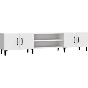 vidaXL - Tv-meubel - 180x31,5x40 - cm - bewerkt - hout - wit