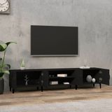 vidaXL Tv-meubel - Zwart - Bewerkt Hout - 4 Vakken en 4 Deuren