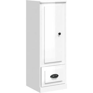 vidaXL Hoge Kast - Hoogglans Wit - Bewerkte Hout - 36x35,5x103,5 cm