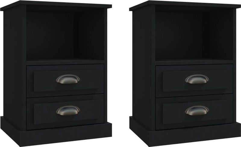 vidaXL Nachttische 2 Stk. Schwarz 43x36x60 cm