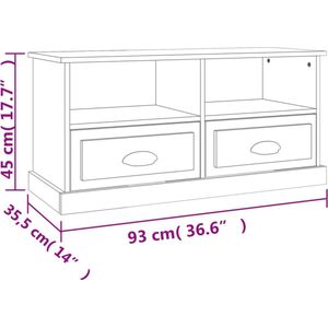vidaXL Tv-meubel 93x35,5x45 cm bewerkt hout grijs sonoma eikenkleurig