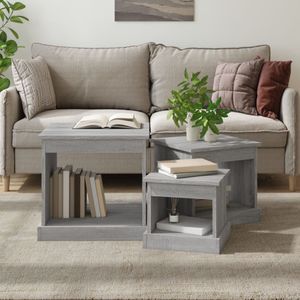 vidaXL - 3-delige Salontafelset - Hout - Grijs - Sonoma Eikenkleurig