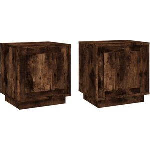 vidaXL Nachtkastjes 2 st 44x35x45 cm bewerkt hout gerookt eikenkleurig