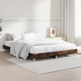 vidaXL Bettgestell Räuchereiche 135x190 cm Holzwerkstoff