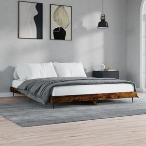 Bettgestell ohne Matratze Räuchereiche 150x200 cm Holzwerkstoff Vidaxl