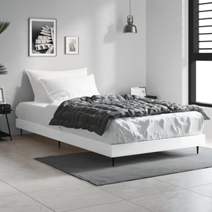 vidaXL - Bedframe - bewerkt - hout - hoogglans - wit - 90x190 - cm