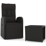 vidaXL 2-delige Loungeset poly rattan en staal zwart