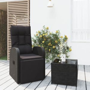 vidaXL 2-delige Loungeset poly rattan en staal zwart