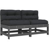 Mittelsofas mit Kissen 2 Stk. Grau Massivholz Kiefer Vidaxl