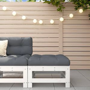 vidaXL - Tuinvoetenbank - met - kussen - massief - grenenhout - wit