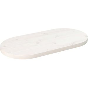 VidaXL Ovaal Tafelblad 70x35x2,5 cm Massief Grenenhout Wit