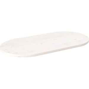 vidaXL Tafelblad ovaal 110x55x2,5 cm massief grenenhout wit