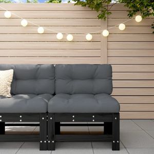 Garten-Mittelsofa Schwarz Massivholz Kiefer Vidaxl