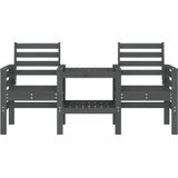 Vidaxl - Gartenbank mit Tisch 2-Sitzer Grau Massivholz Kiefer