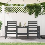 Vidaxl - Gartenbank mit Tisch 2-Sitzer Grau Massivholz Kiefer
