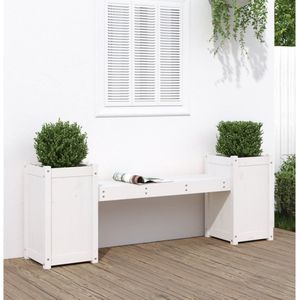 vidaXL Bankje - Houten - Wit - Inclusief Plantenbakken