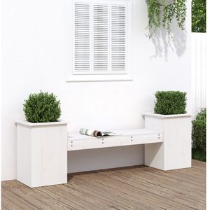 vidaXL Gartenbank mit Pflanzkübeln Weiß 184,5x39,5x56,5 cm Kiefernholz