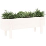 vidaXL Plantenbak verhoogd 101x30x38 cm massief grenenhout wit