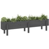 vidaXL Plantenbak verhoogd 160x30x38 cm massief grenenhout grijs