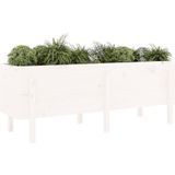 vidaXL Plantenbak verhoogd 160x50x57 cm massief grenenhout wit