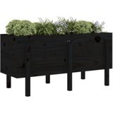 vidaXL Plantenbak verhoogd 121x50x57 cm massief grenenhout zwart