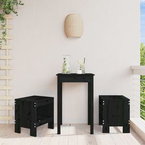 Gartenhocker 2 Stk. Schwarz 40x36x45 cm Massivholz Kiefer Vidaxl