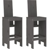vidaXL Barhocker 2 Stk. Grau 40x42x120 cm Massivholz Kiefer