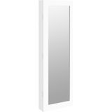 vidaXL - Sieradenkast - met - spiegel - wandgemonteerd - 30x8,5x90 - cm - wit