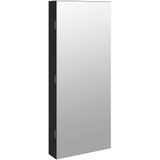 Spiegel-Schmuckschrank mit LED-Beleuchtung Wandmontage Schwarz vidaXL