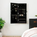 Spiegel-Schmuckschrank mit LED-Beleuchtung Wandmontage Schwarz vidaXL