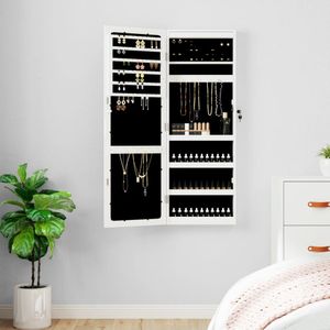 Vidaxl - Spiegel-Schmuckschrank mit LED-Beleuchtung Wandmontage Weiß