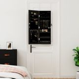 Spiegel-Schmuckschrank mit LED-Beleuchtung Wandmontage Schwarz Vidaxl