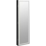 Spiegel-Schmuckschrank mit LED-Beleuchtung Wandmontage Schwarz Vidaxl