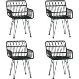5-tlg. Garten-Essgruppe Schwarz Poly Rattan vidaXL