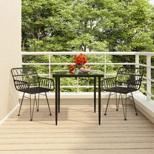 VidaXL Tuinset 3-delig Poly Rattan Zwart