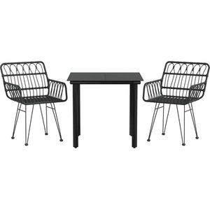 VidaXL Tuinset 3-delig Poly Rattan Zwart