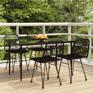 vidaXL 5-tlg. Garten-Essgruppe Schwarz Poly Rattan