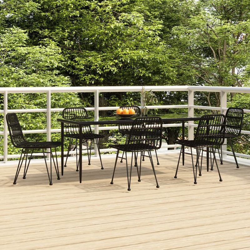 vidaXL - 7-delige - Tuinset - poly - rattan - zwart