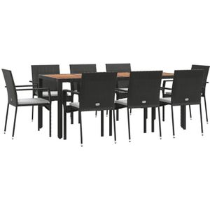vidaXL - 9-delige - Tuinset - poly - rattan - zwart