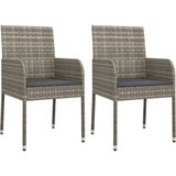 3-tlg. Garten-Essgruppe mit Kissen Grau Poly Rattan Vidaxl