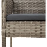 3-tlg. Garten-Essgruppe mit Kissen Grau Poly Rattan Vidaxl
