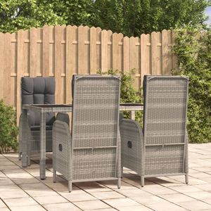 VidaXL 5-delige Tuinset met Kussens - Poly Rattan Grijs