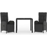 Vidaxl - 3-tlg. Garten-Essgruppe mit Kissen Schwarz Poly Rattan